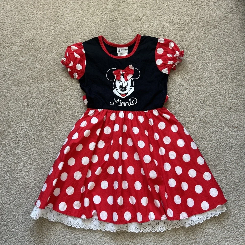 Disney Minnie Mouse Dress Kids Sz 8 Costume Disney Parks Disneyland Red Polkadot